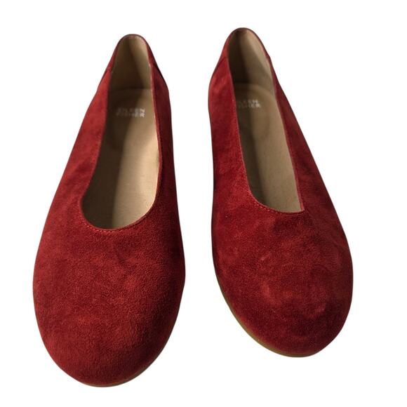 Eileen Fisher Cedar Red Suede Una Hidden Wedge Ballet Flat Shoes SZ 8.5 - Picture 2 of 11